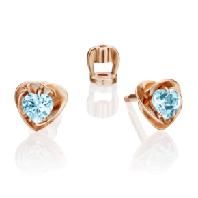 Серьги-пусеты «Сердца» из красного золота с топазом 02-4402-00-201-1110-57