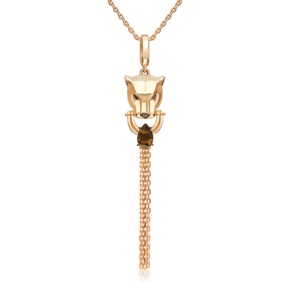 Подвеска «Пантера» из красного золота с кварцем дымчатым 03-3628-00-202-1110