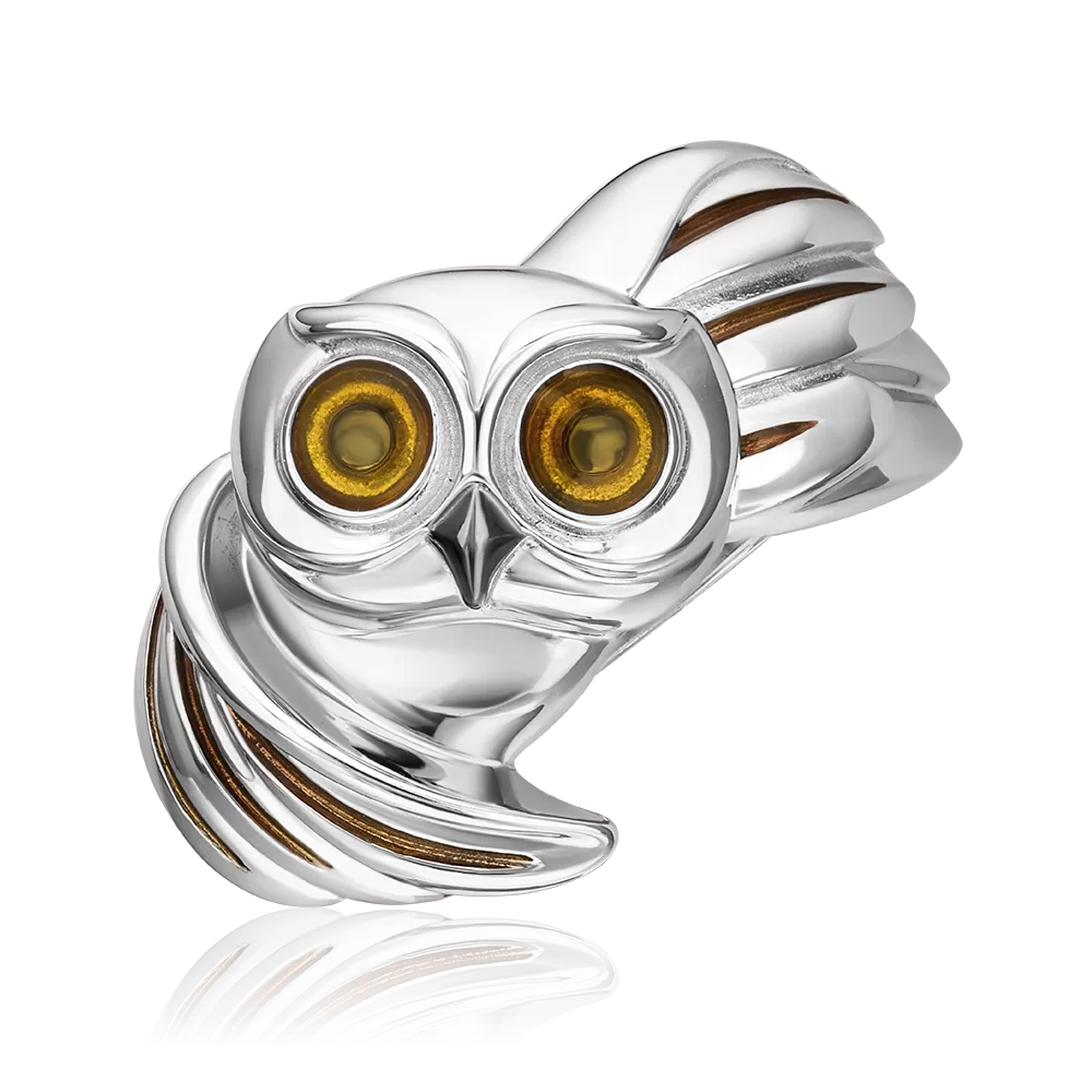 Кольцо «Сова» из серебра с эмалью 01-5701-00-000-0200