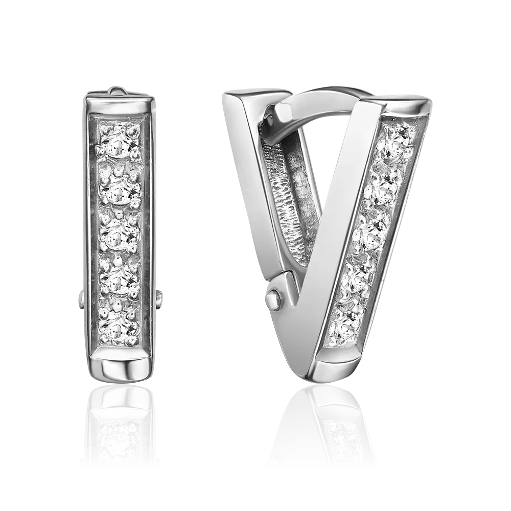 Серьги с английским замком из серебра с фианитами 02-0478-00-401-0200