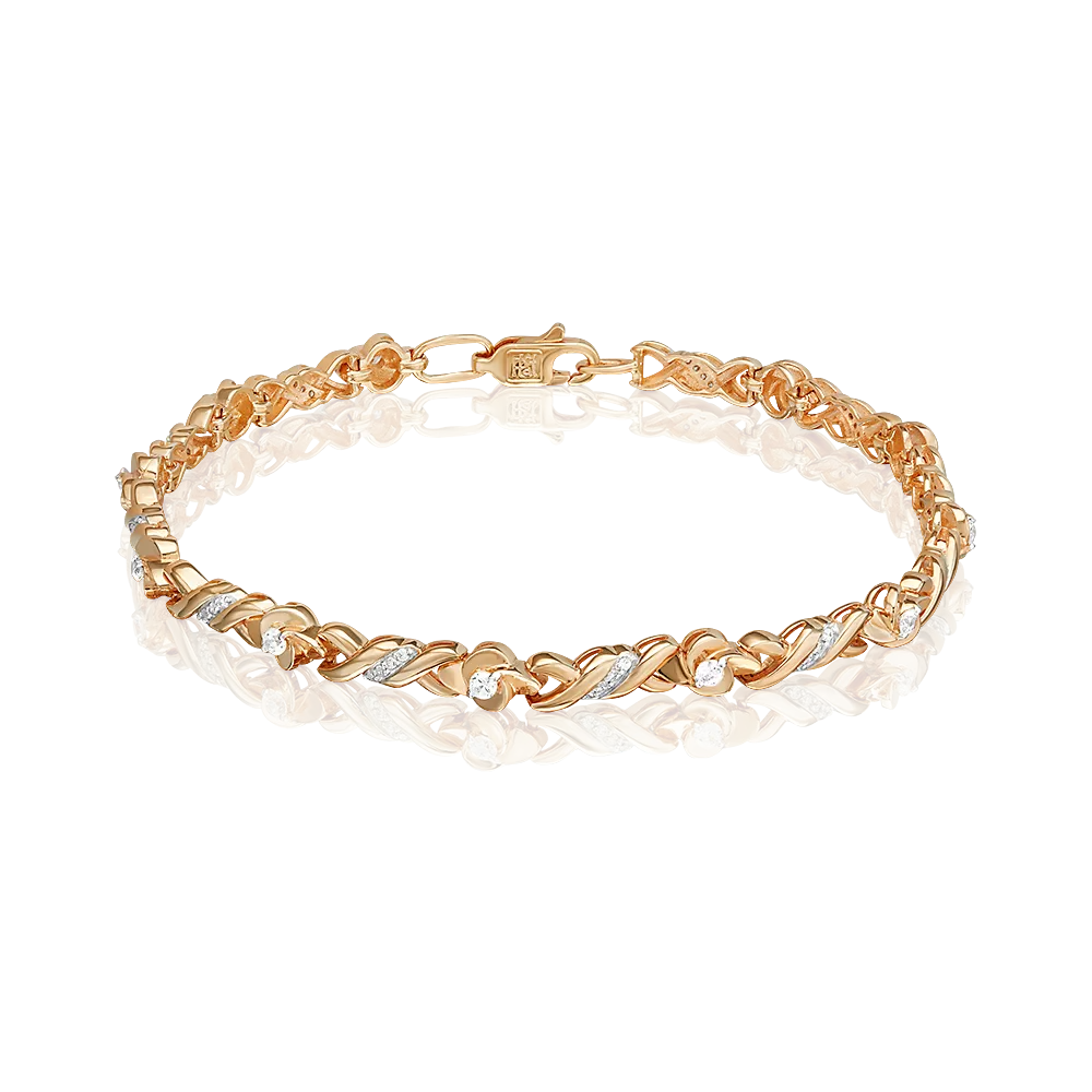 Браслет из красного золота с фианитами 05-0522-00-401-1110-32