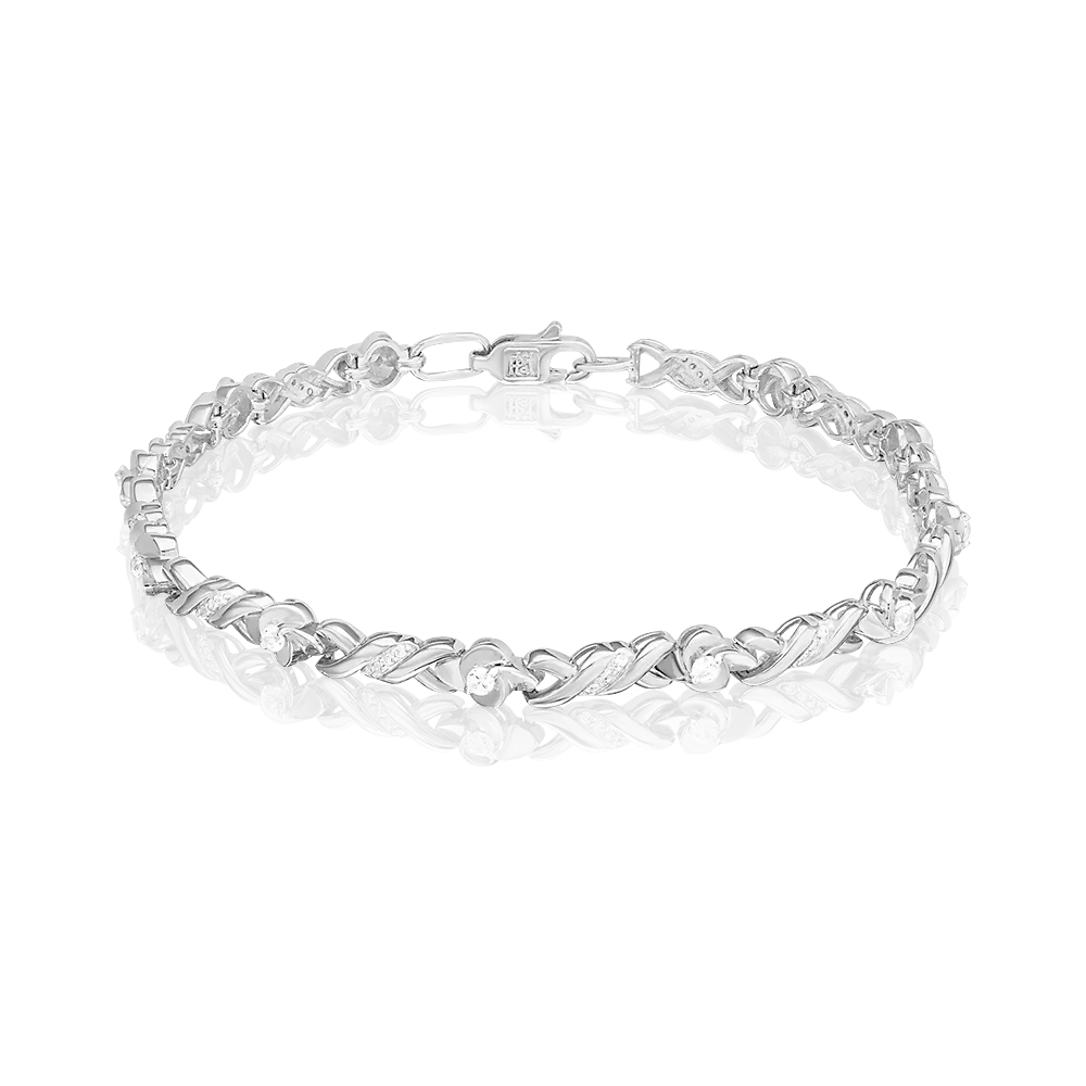 Браслет из белого золота с фианитами 05-0522-00-401-1120-32
