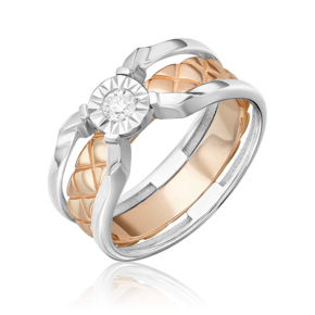 Кольцо из комбинированного золота с бриллиантом 01-5771-00-101-1111