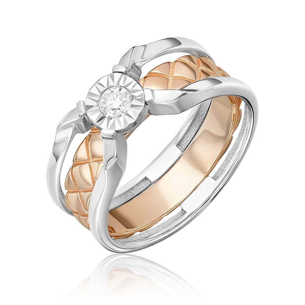 Кольцо из комбинированного золота с бриллиантом 01-5771-00-101-1111