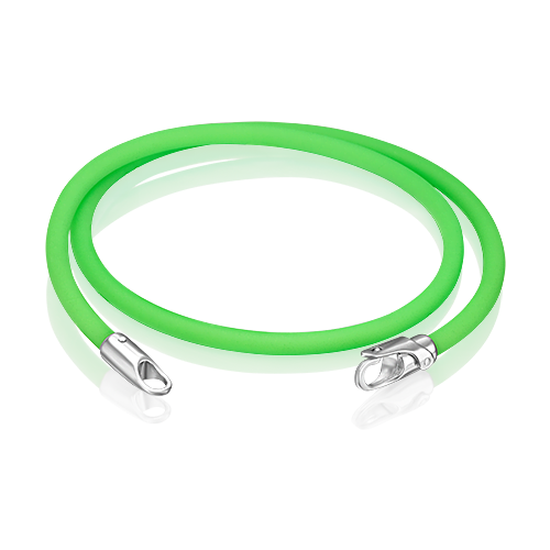 Браслет-соул из серебра с зелёным полиуретановым шнуром 05-0763-08-000-0200