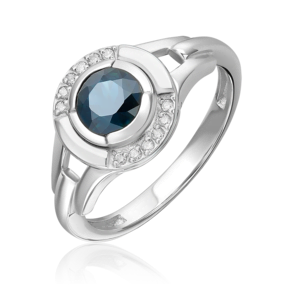 Кольцо из белого золота с сапфиром и бриллиантами 01-5735-00-105-1120