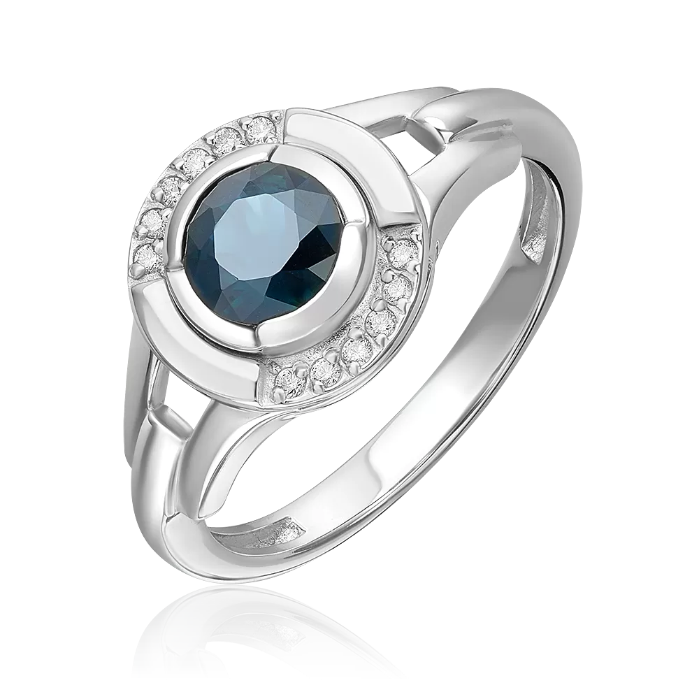 Кольцо из белого золота с сапфиром и бриллиантами 01-5735-00-105-1120
