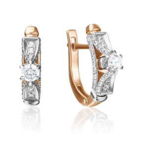 Серьги с английским замком из комбинированного золота с бриллиантами 02-4281-00-101-1111-30