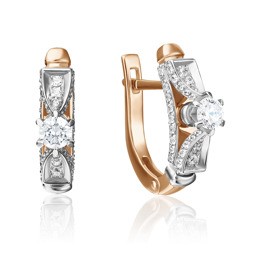 Серьги с английским замком из комбинированного золота с бриллиантами 02-4281-00-101-1111-30