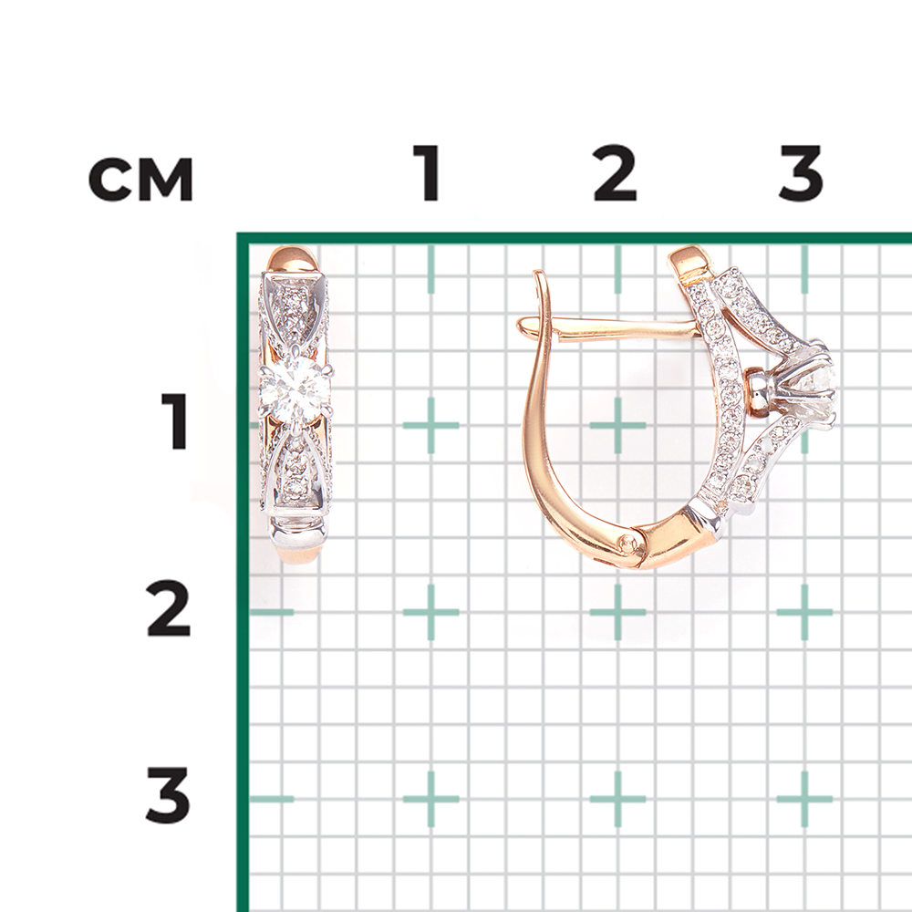 Серьги с английским замком из комбинированного золота с бриллиантами 02-4281-00-101-1111-30