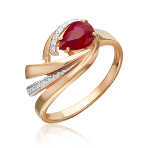 Кольцо из красного золота с рубином и бриллиантами 01-5866-00-107-1110