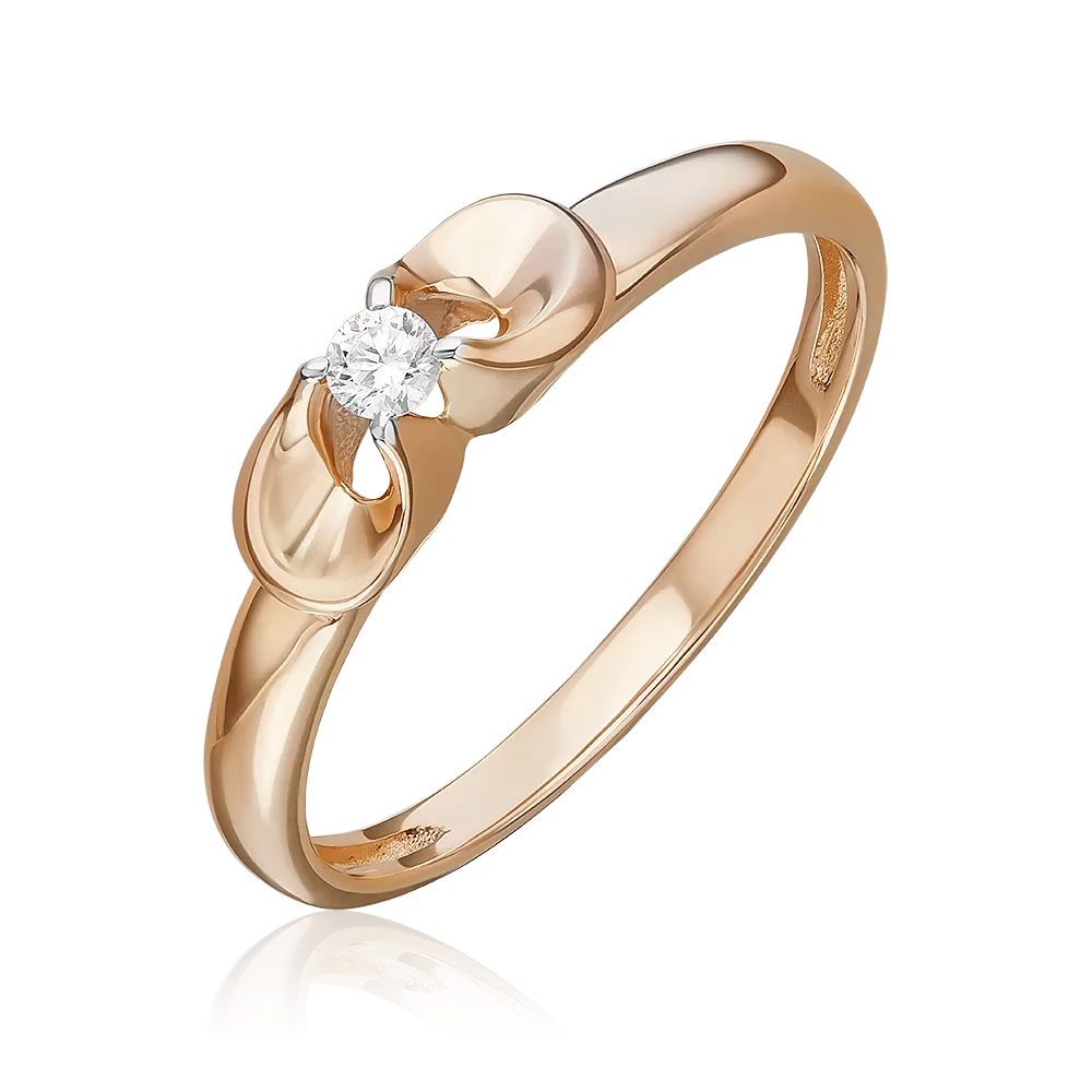 Кольцо из красного золота с бриллиантом 01-5800-00-101-1110