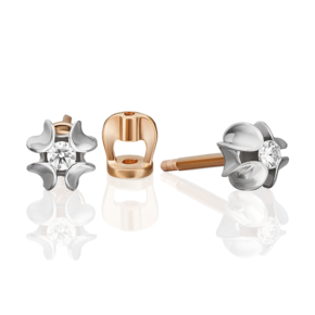 Серьги-пусеты из комбинированного золота с бриллиантом 02-5353-00-101-1111