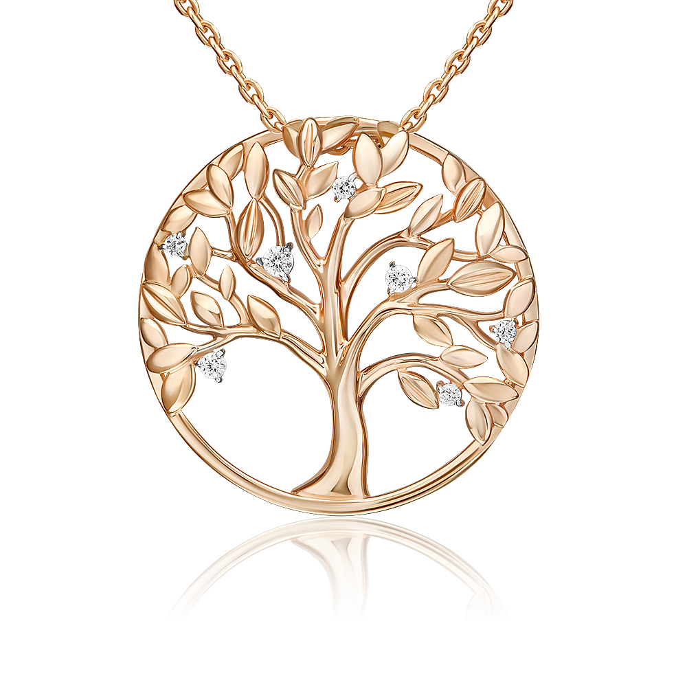 Подвеска «Древо жизни» из красного золота с фианитами 03-3587-00-401-1110