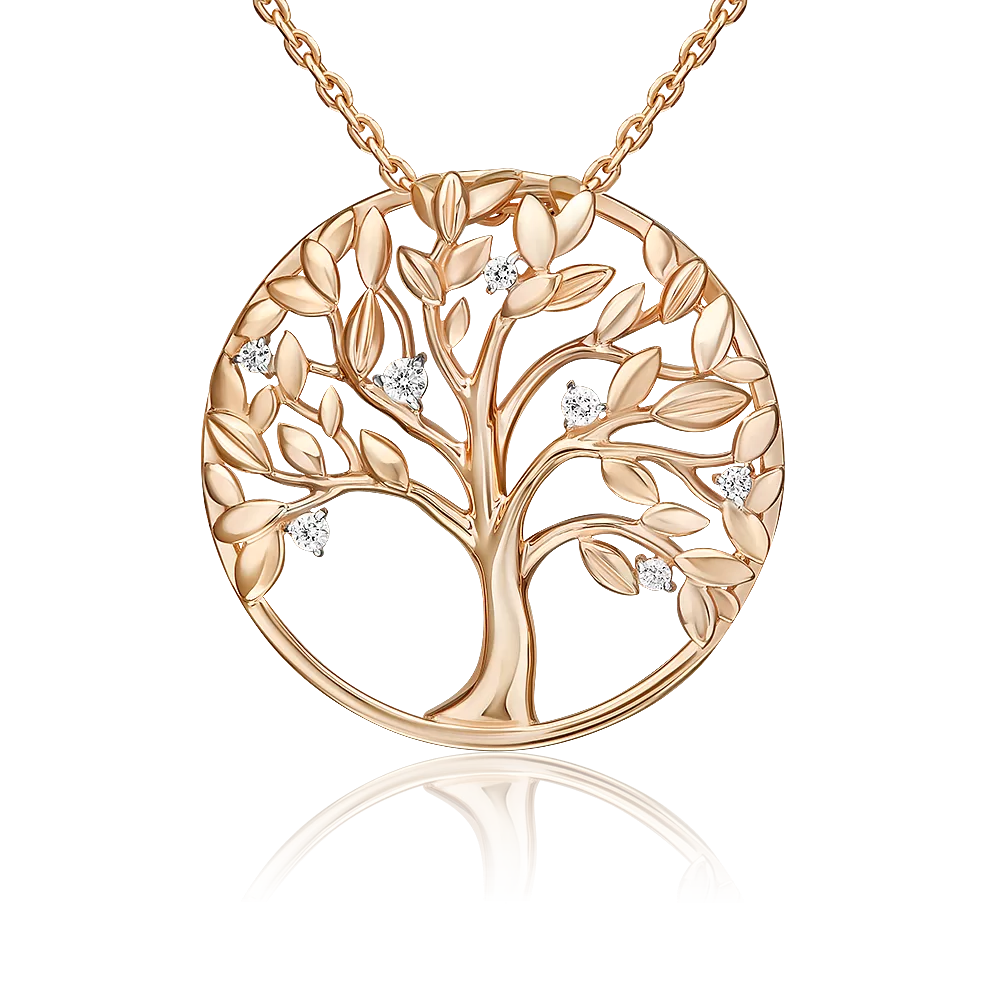 Подвеска «Древо жизни» из красного золота с фианитами 03-3587-00-401-1110