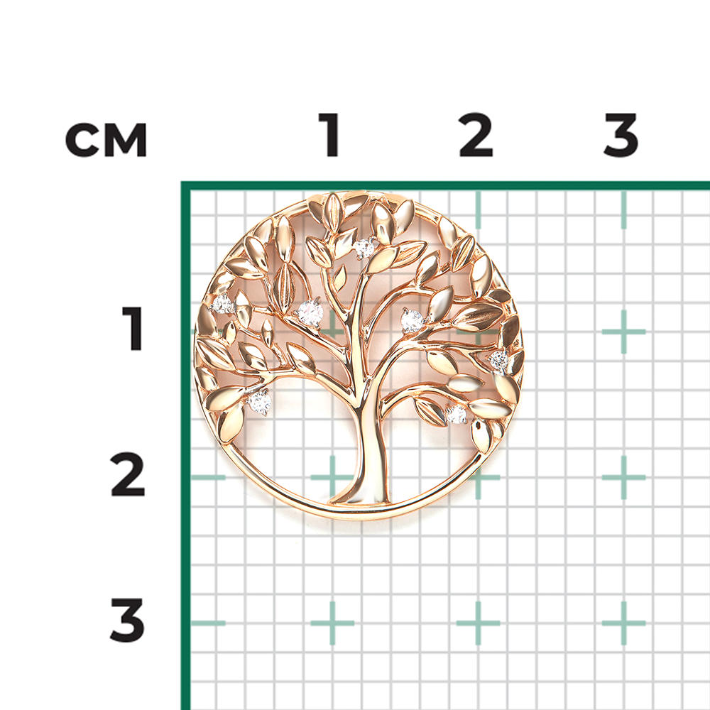 Подвеска «Древо жизни» из красного золота с фианитами 03-3587-00-401-1110