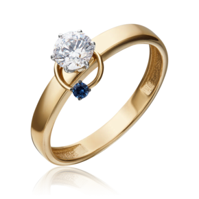 Помолвочное кольцо из комбинированного золота с фианитом и шпинелью синт. 01-5211-00-504-1121-38