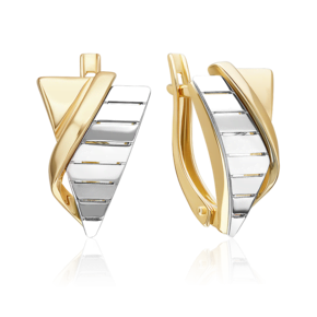 Серьги с английским замком из комбинированного золота 02-5373-00-000-1121