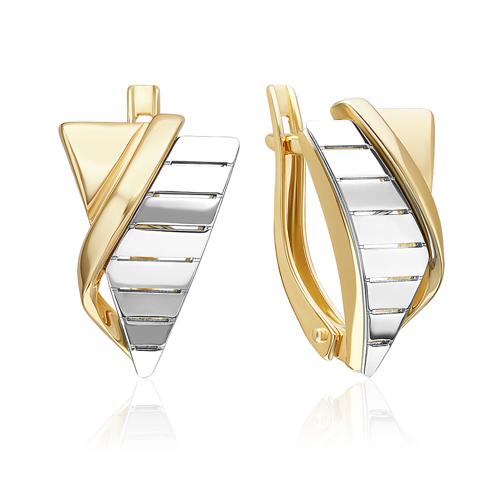 Серьги с английским замком из комбинированного золота 02-5373-00-000-1121