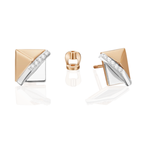 Серьги-пусеты из комбинированного золота с фианитами 02-5130-00-401-1111