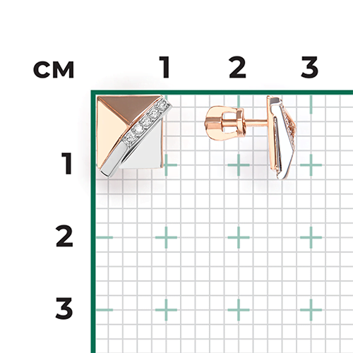 Серьги-пусеты из комбинированного золота с фианитами 02-5130-00-401-1111