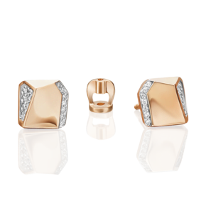 Серьги-пусеты из красного золота с бриллиантами 02-4080-00-101-1110-30