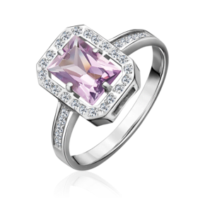 Кольцо из серебра с аметистом и фианитами 01-2322-00-209-0200