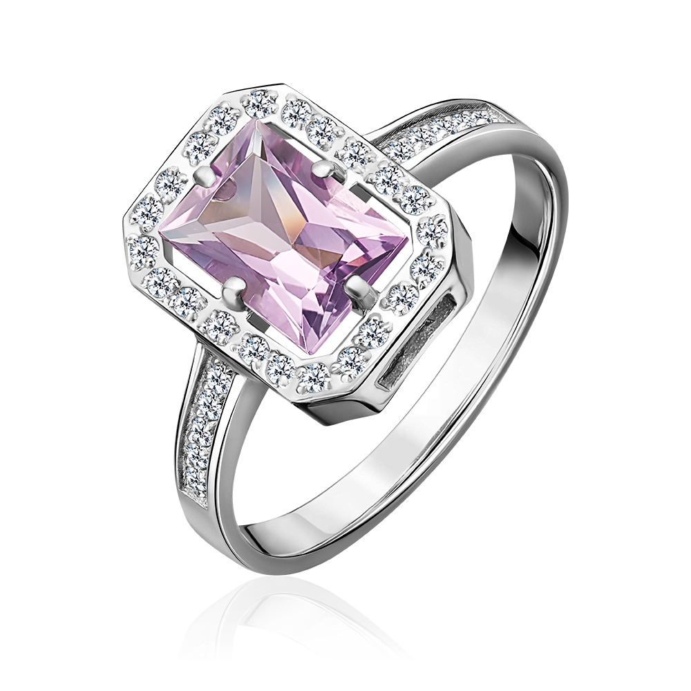Кольцо из серебра с аметистом и фианитами 01-2322-00-209-0200