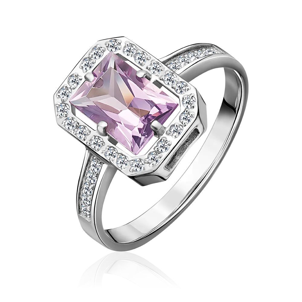 Кольцо из серебра с аметистом и фианитами 01-2322-00-209-0200