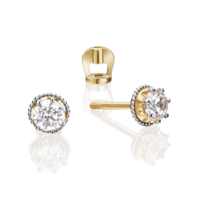 Серьги-пусеты из комбинированного золота с фианитом 02-4307-00-501-1121-38