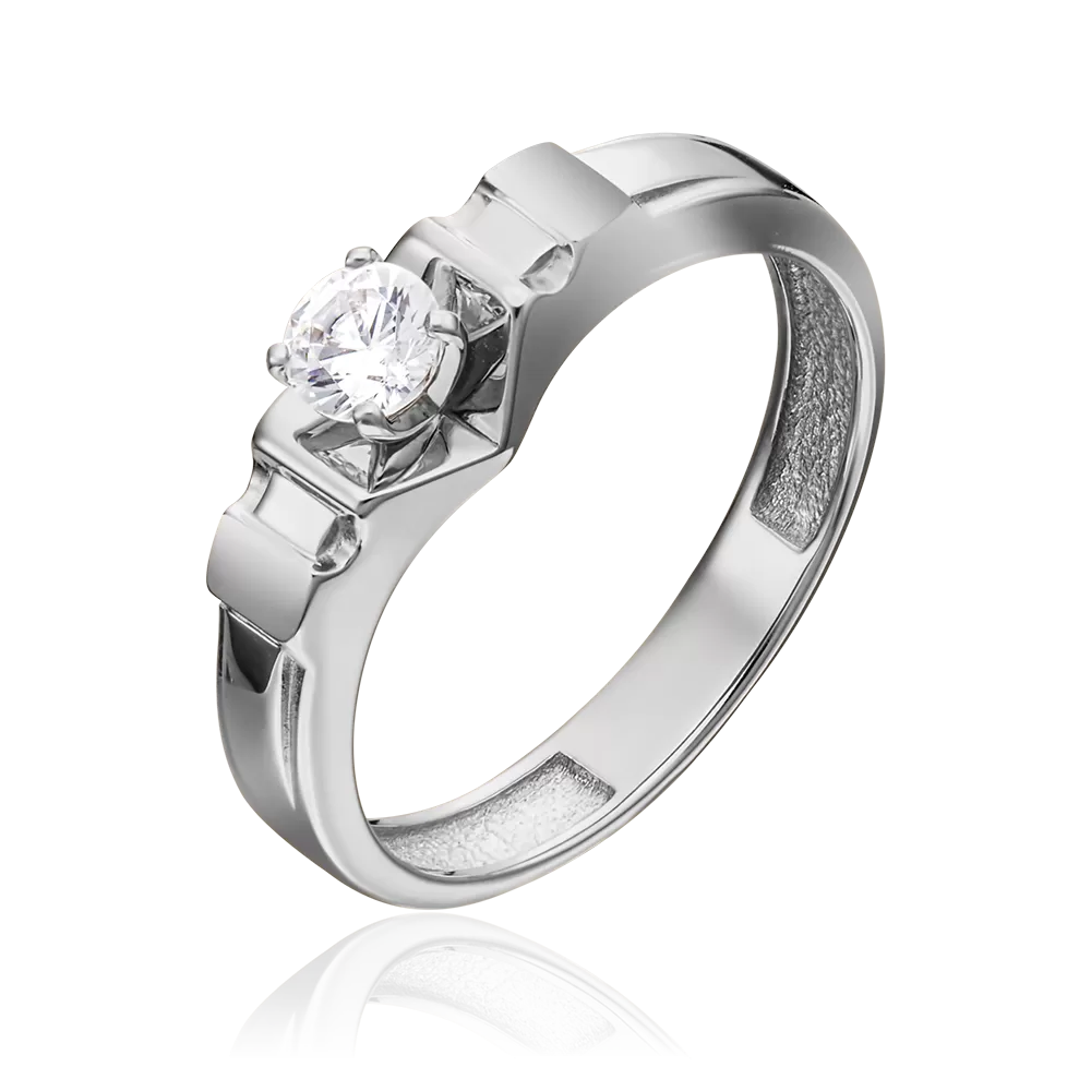 Кольцо из белого золота с фианитом 01-5259-00-501-1120-38