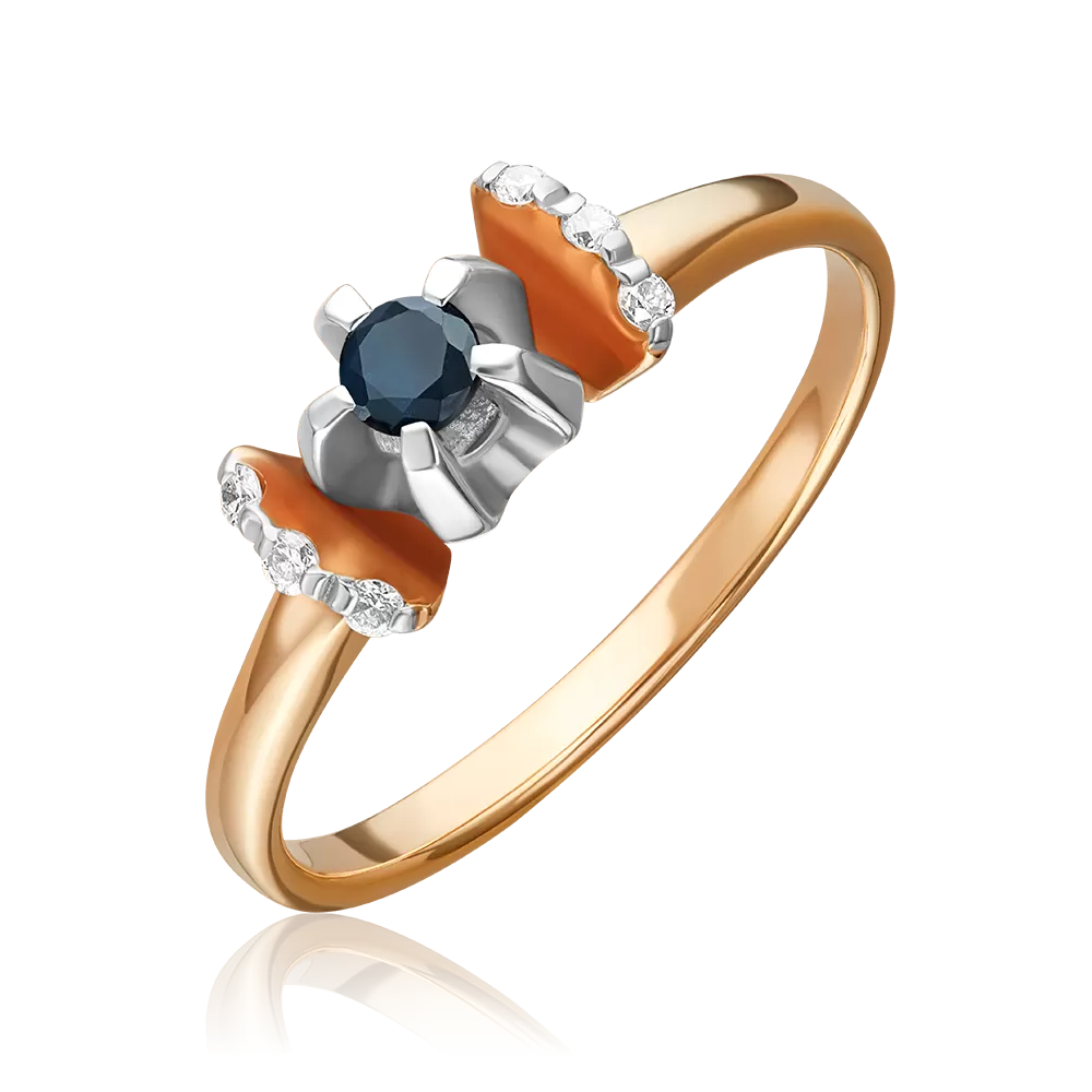 Кольцо из комбинированного золота с сапфиром и бриллиантами 01-0107-00-105-1111-30