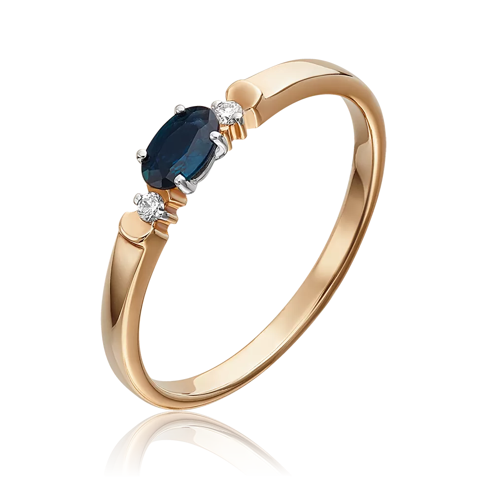 Кольцо из комбинированного золота с сапфиром и бриллиантами 01-0777-00-105-1111-30