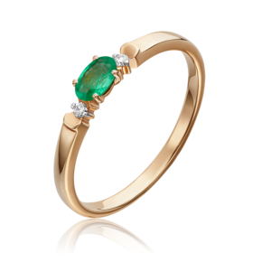 Кольцо из красного золота с изумрудом и бриллиантами 01-0777-00-106-1110-30