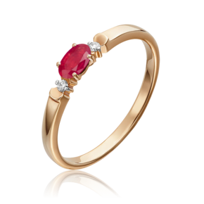 Кольцо из красного золота с рубином и бриллиантами 01-0777-00-107-1110-30