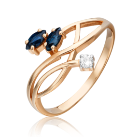 Кольцо из красного золота с сапфирами и бриллиантом 01-0781-00-105-1110-30