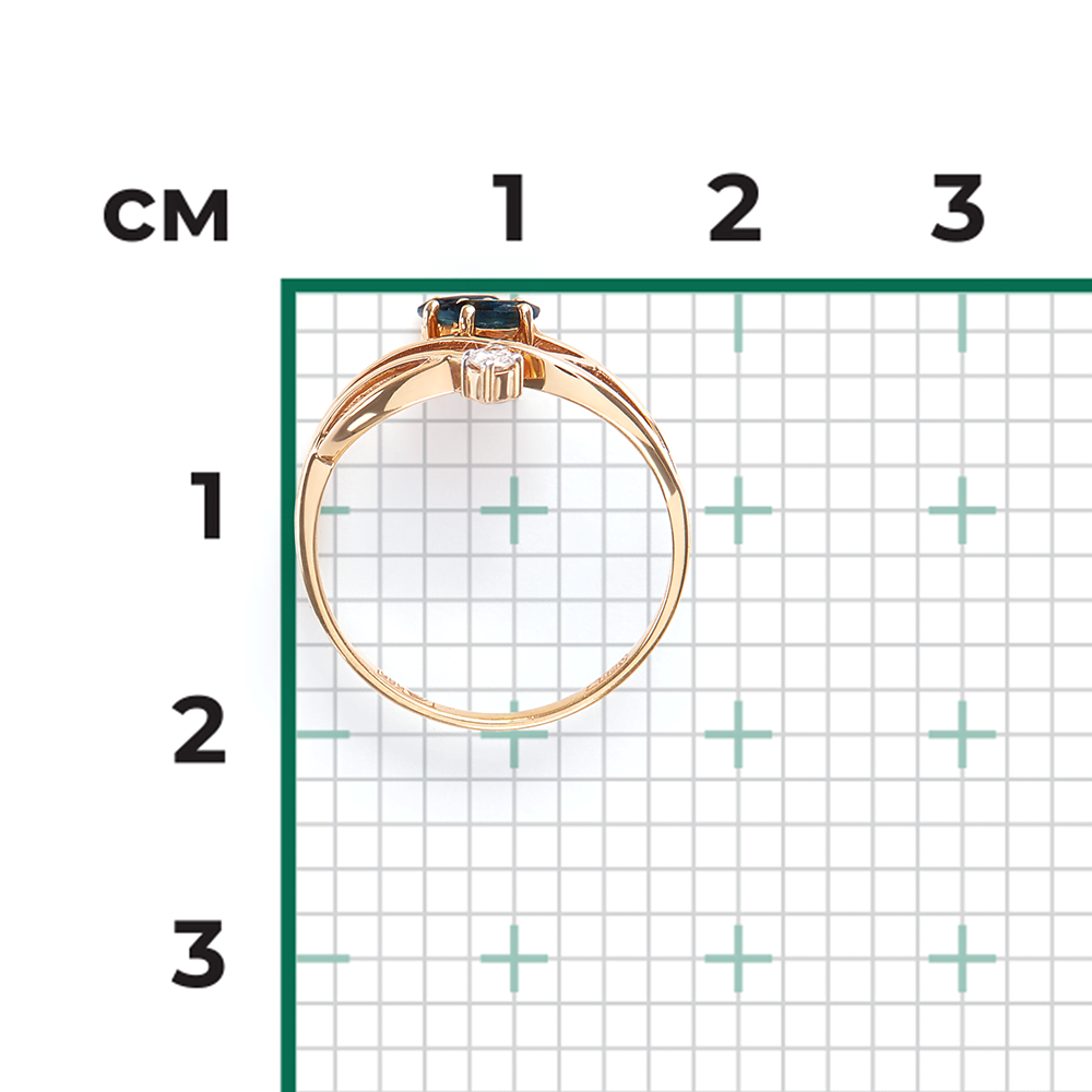 Кольцо из красного золота с сапфирами и бриллиантом 01-0781-00-105-1110-30