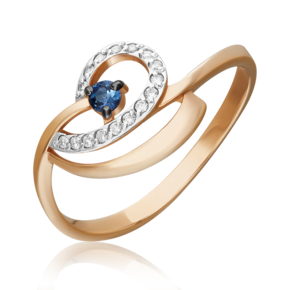 Кольцо из красного золота с сапфиром и бриллиантами 01-0797-00-105-1110-30