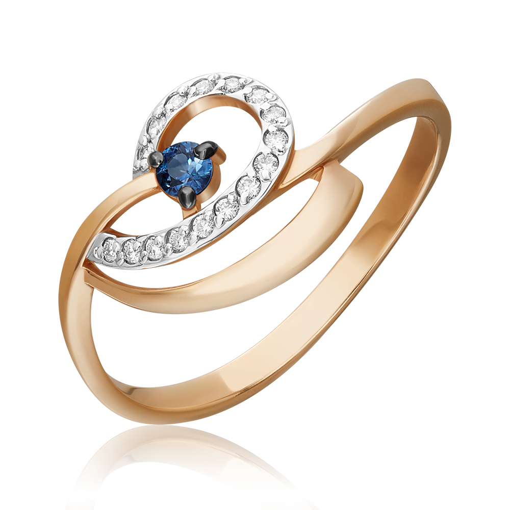 Кольцо из красного золота с сапфиром и бриллиантами 01-0797-00-105-1110-30