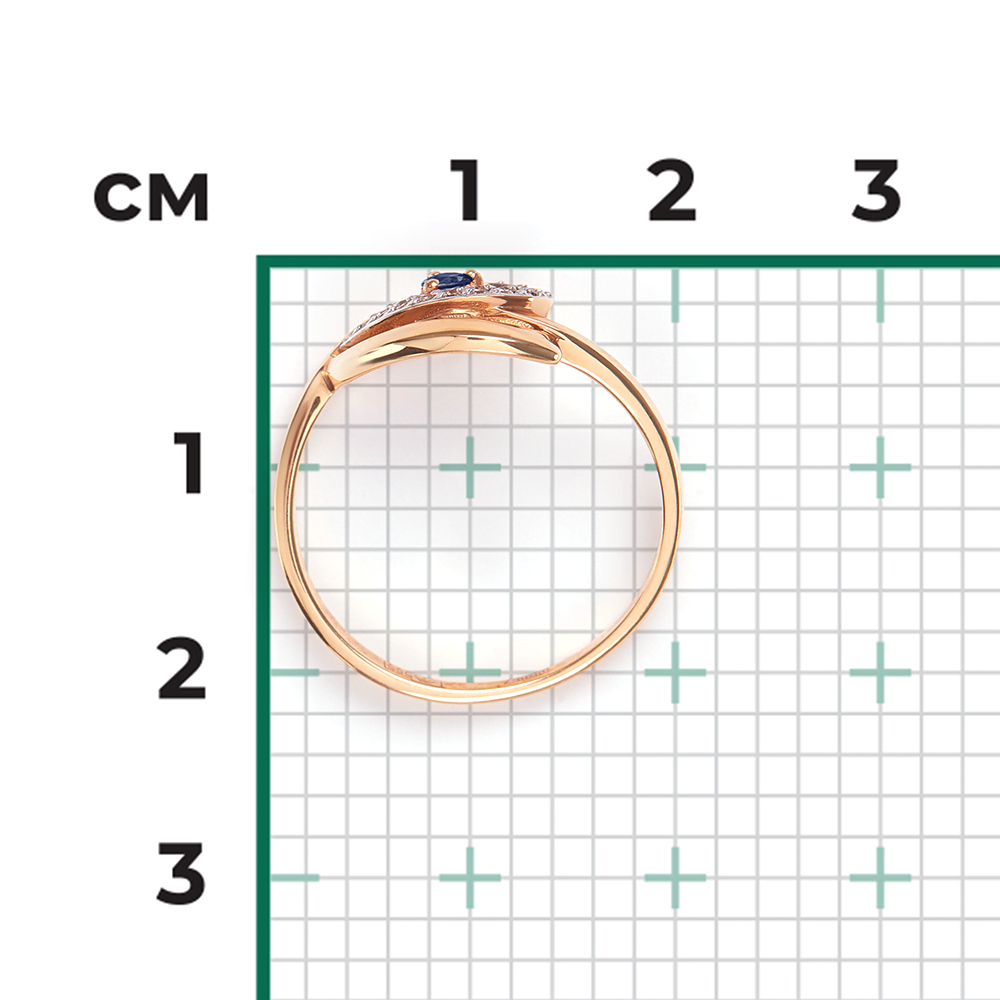 Кольцо из красного золота с сапфиром и бриллиантами 01-0797-00-105-1110-30