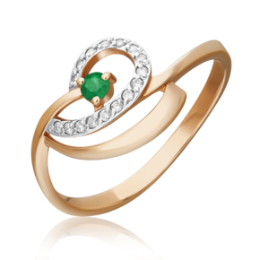 Кольцо из красного золота с изумрудом и бриллиантами 01-0797-00-106-1110-30