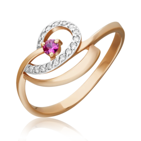 Кольцо из красного золота с рубином и бриллиантами 01-0797-00-107-1110-30