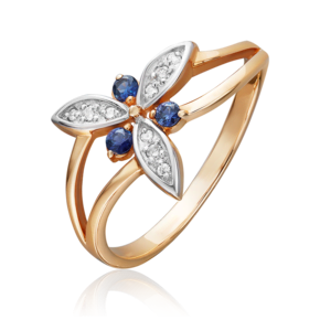 Кольцо из красного золота с сапфирами и бриллиантами 01-0799-00-105-1110-30
