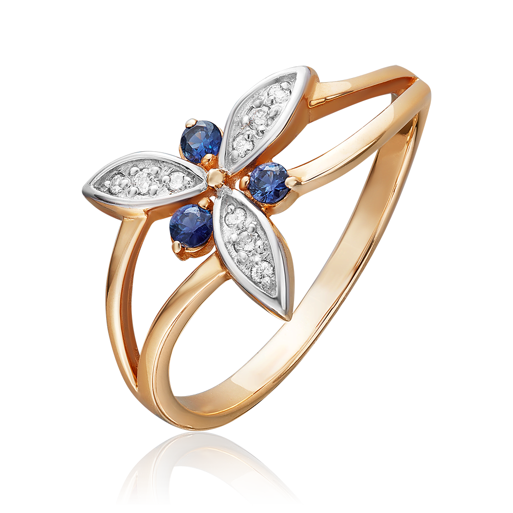 Кольцо из красного золота с сапфирами и бриллиантами 01-0799-00-105-1110-30
