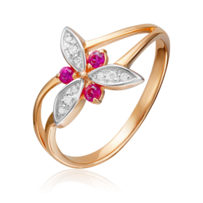 Кольцо из красного золота с рубинами и бриллиантами 01-0799-00-107-1110-30