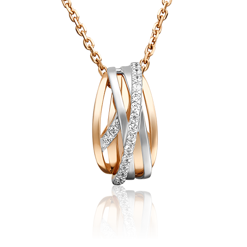 Подвеска из комбинированного золота с фианитами 03-3106-00-401-1111-24