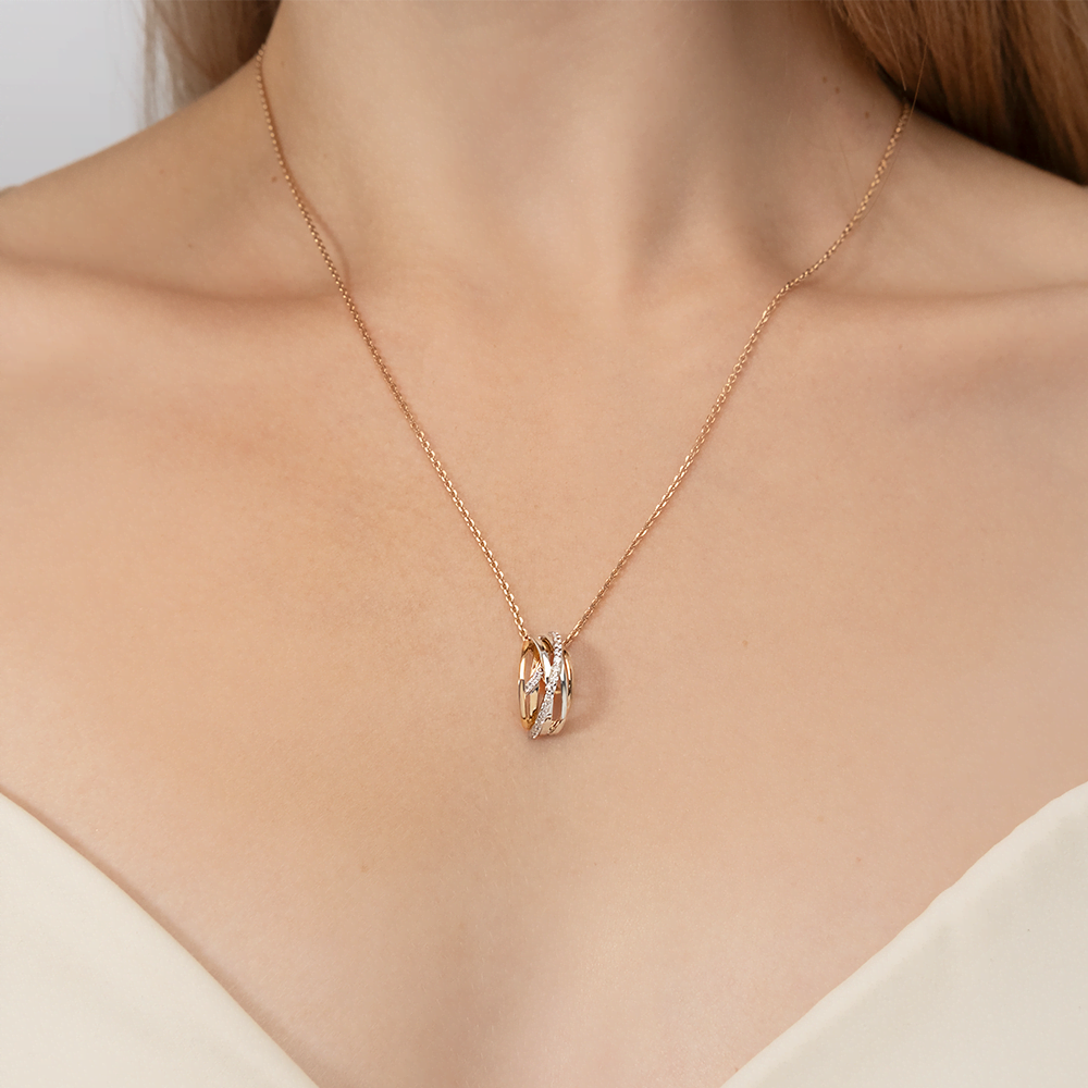 Подвеска из комбинированного золота с фианитами 03-3106-00-401-1111-24