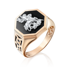 Печатка «Георгий Победоносец» из комбинированного золота с эмалью 01-4826-00-000-1111-25