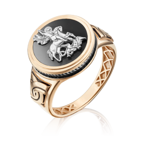 Печатка «Георгий Победоносец» из комбинированного золота с эмалью 01-4827-00-000-1111-25