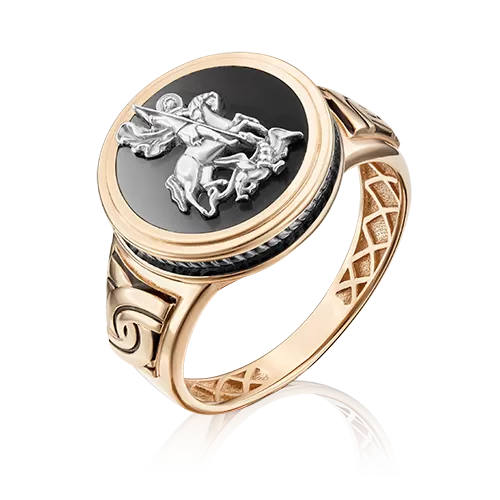 Печатка «Георгий Победоносец» из комбинированного золота с эмалью 01-4827-00-000-1111-25